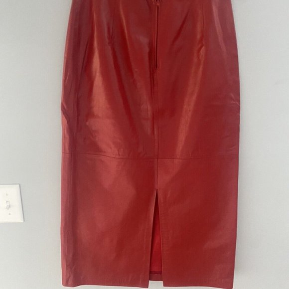 Sexy West Bay Vintage High Waist Red Leather Pencil Skirt 10-12 - Picture 9 of 10